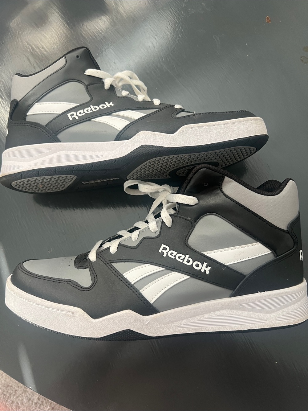 Reebok classics OG Men's Black, Gray & White High-Top Athletic Sneakers